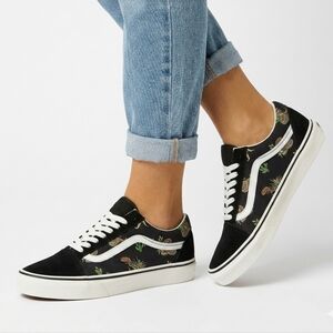 VANS Old Skool Desert Snake Canvas & Suede Athletic Shoes Women's 9 Black 721356